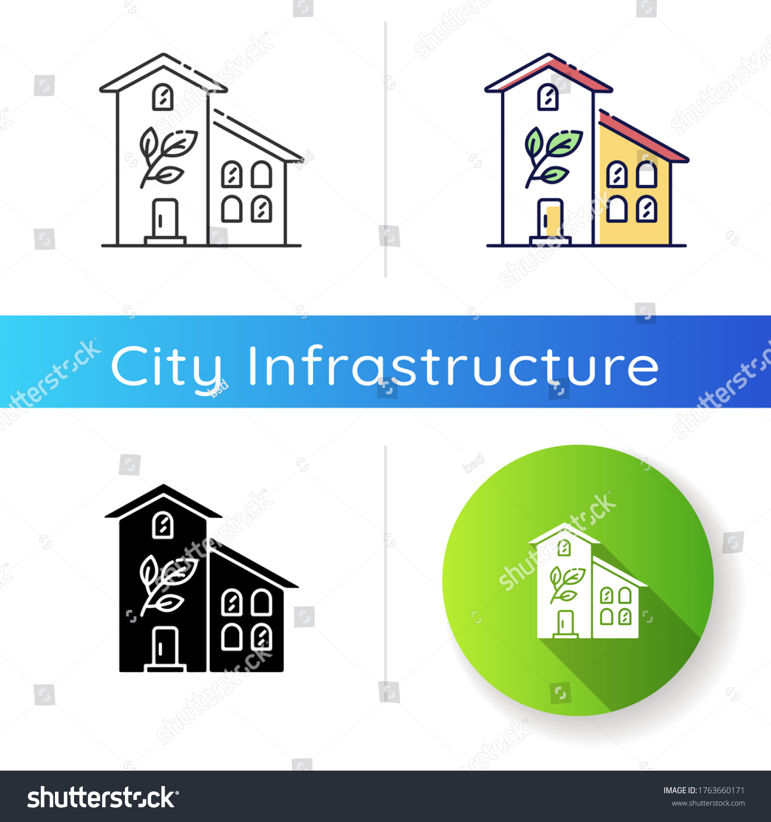 Green Building Icon Sustainable Development Eco Stock Vector (Royalty ...