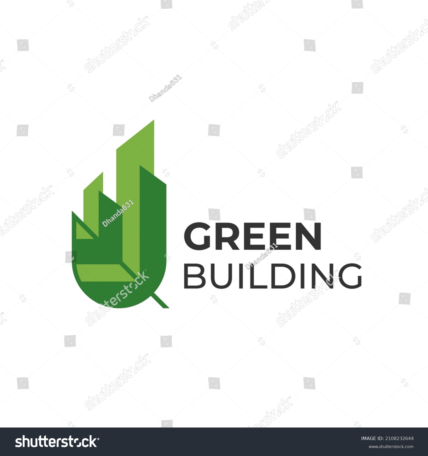Green Building Logo Design Concept Combination Stock Vector (Royalty ...