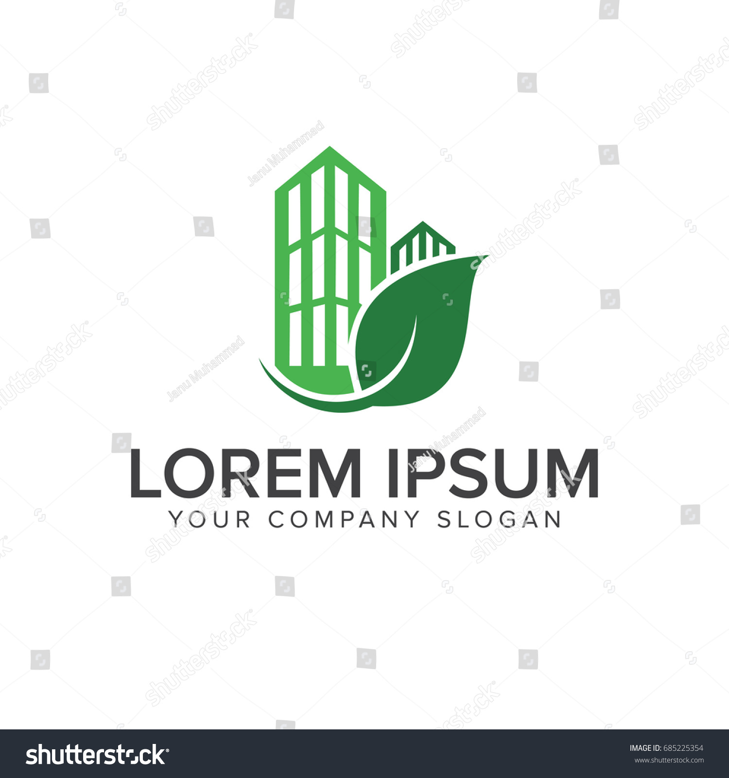 Green Building Logo Design Concept Template Stock Vector (Royalty Free ...