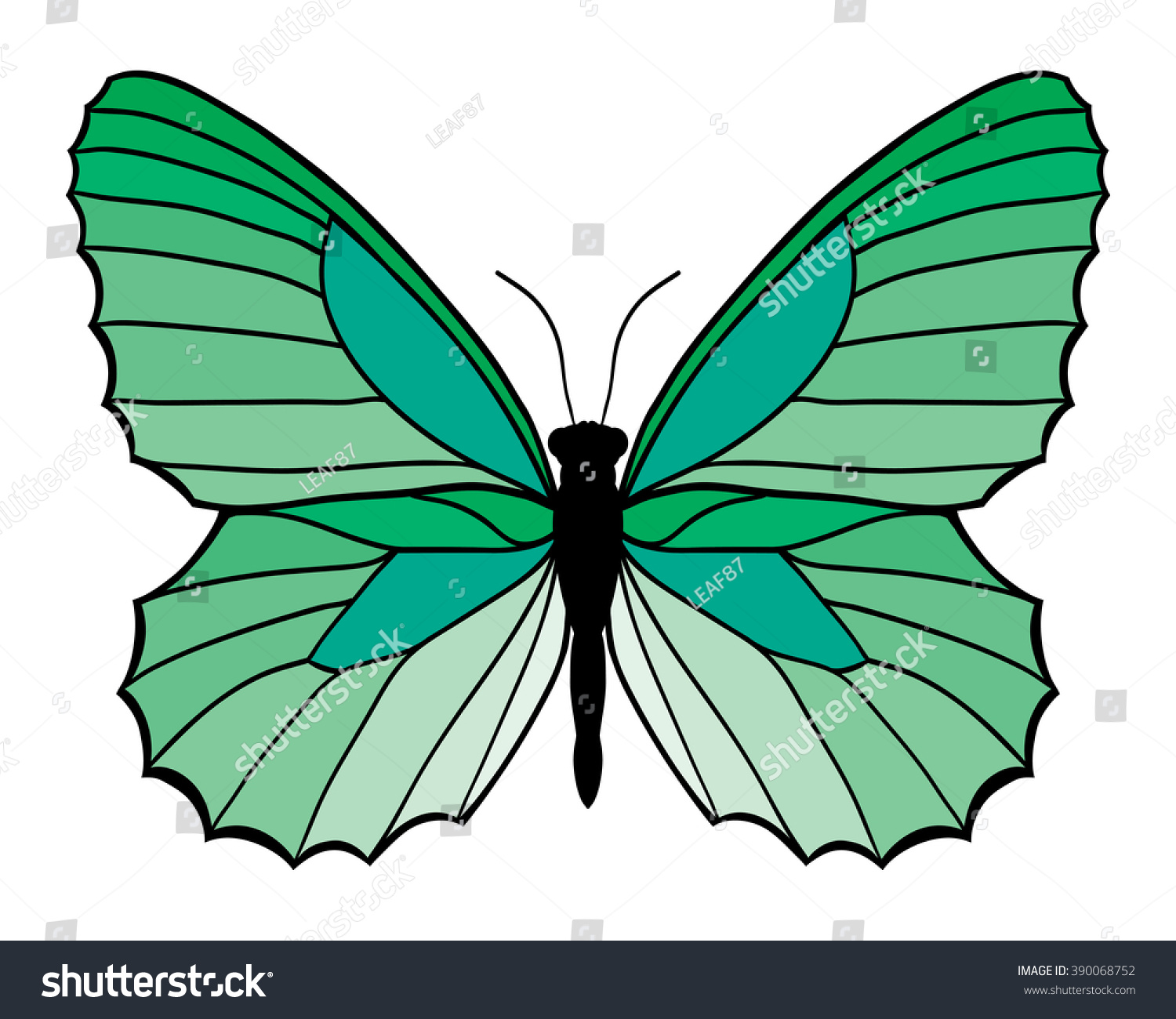 Green Butterfly Isolated On White Background Stock Vector (Royalty Free ...