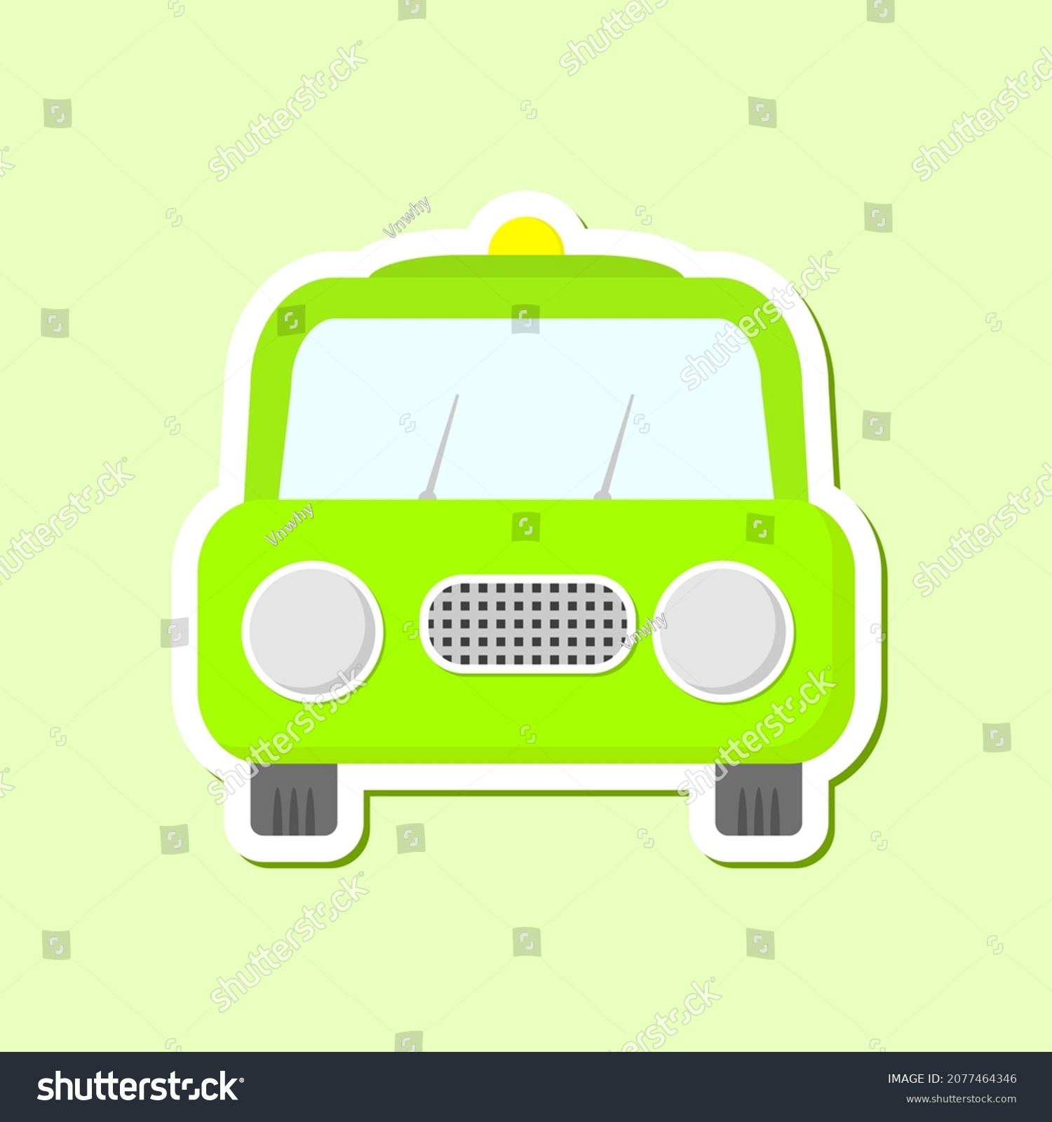 Green Car Sticker Design Front View Stock Vector Royalty Free