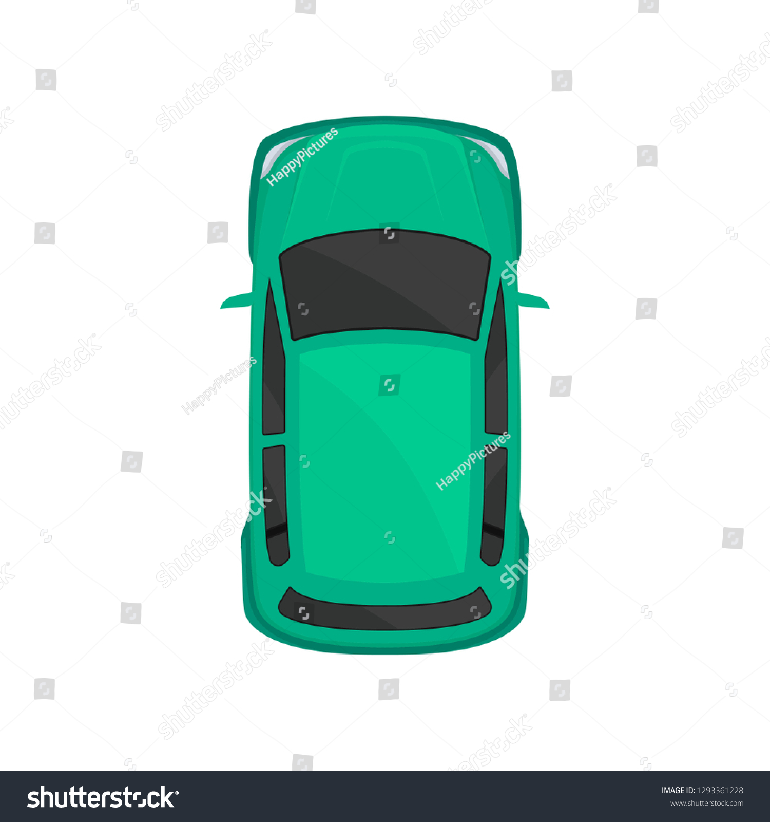 Green Car Top View City Vehicle Stock Vector (Royalty Free) 1293361228 ...