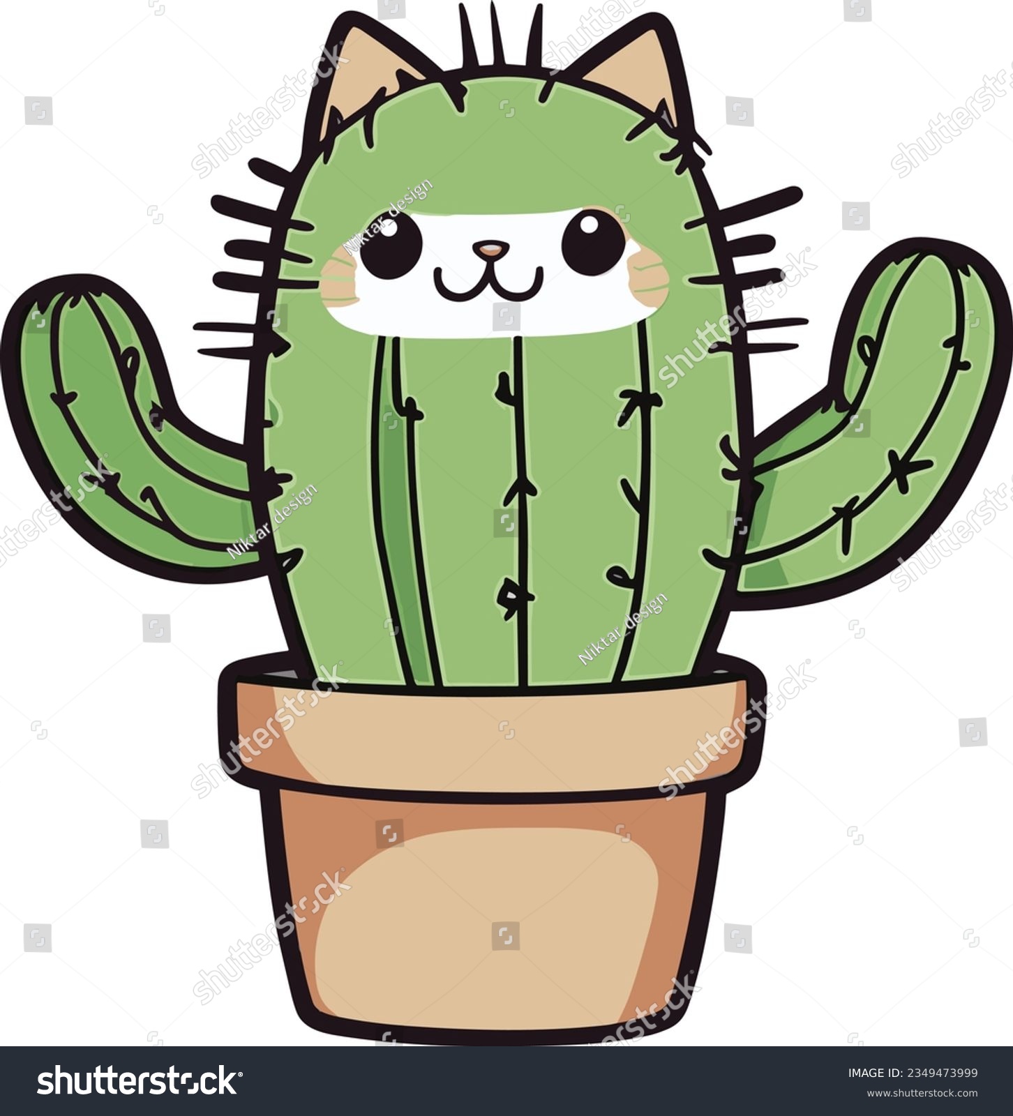 SVG of Green Cat Cactus art illustration svg