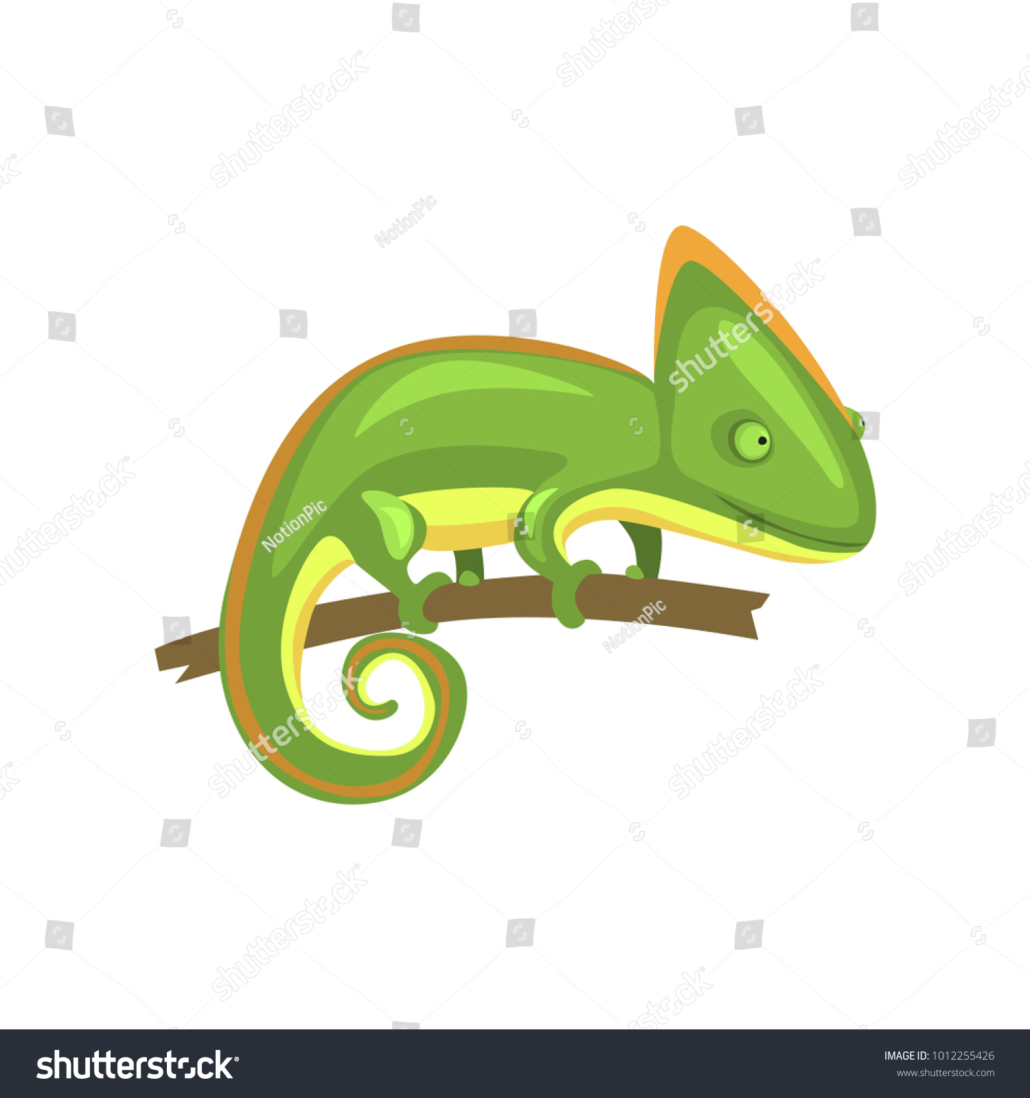 SVG of Green chameleon, amphibian animal cartoon vector Illustration svg