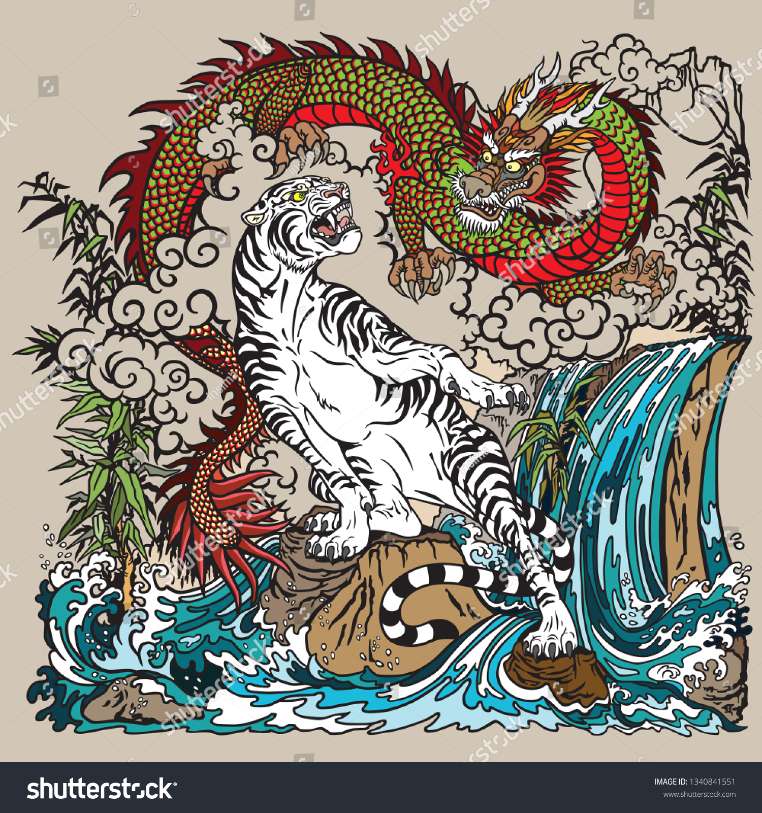 Asian Dragon And Tiger
