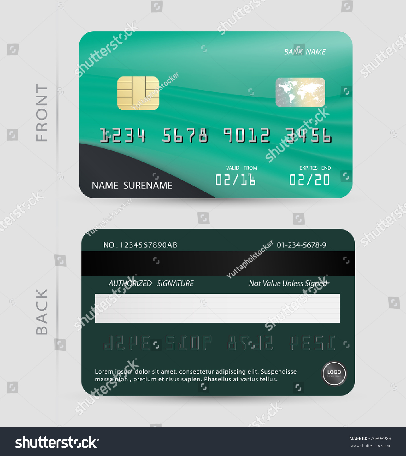 Green Credit Debit Card Design Templateto Stock Vector (Royalty Free ...