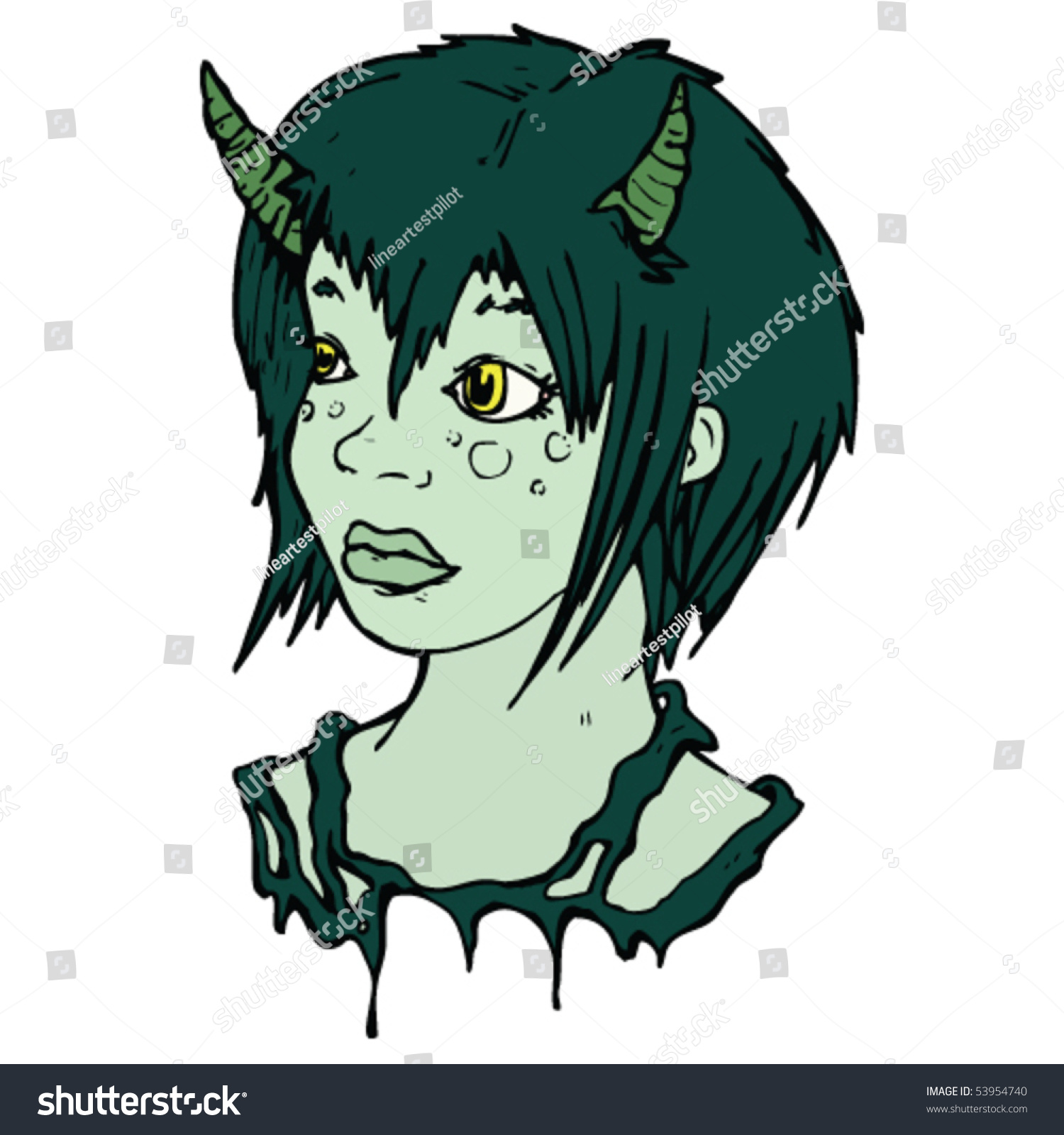 Green Demon Girl Stock Vector Royalty Free 53954740 Shutterstock 0878