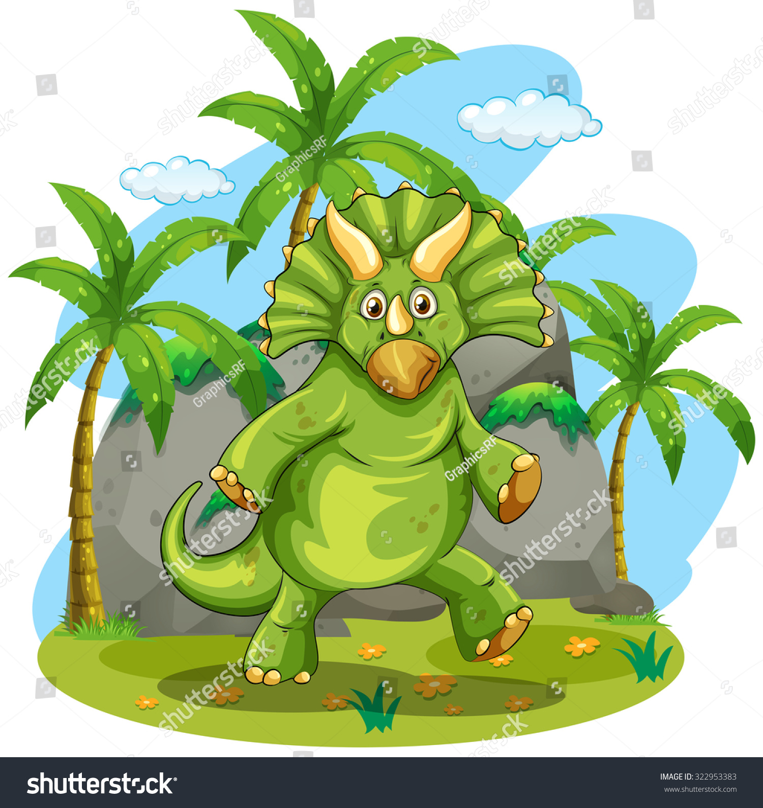 Green Dinosaur Standing On Two Feet Stock Vector (Royalty Free ...