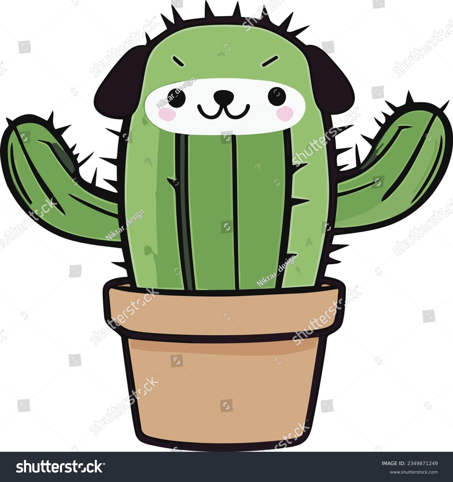 SVG of Green Dog Cactus art illustration svg