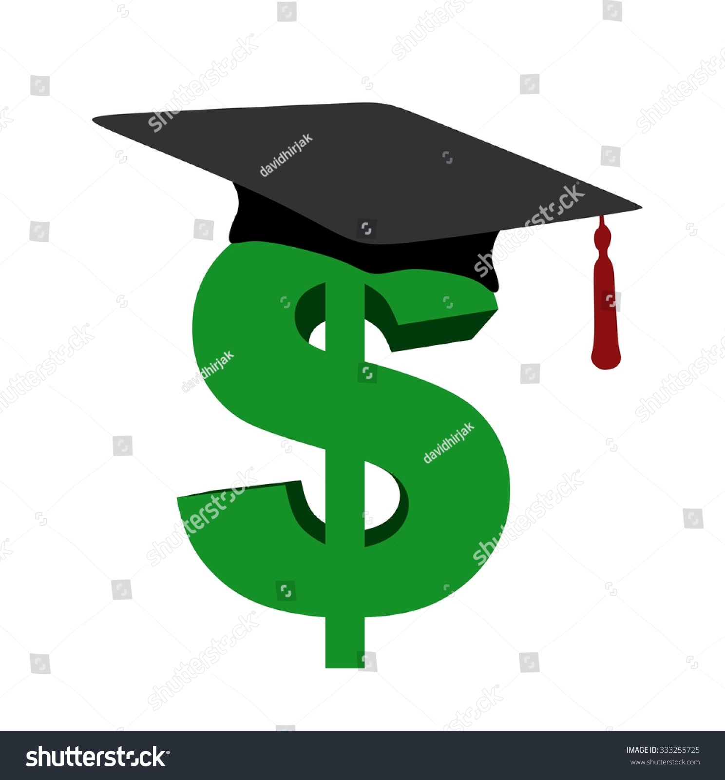 Green Dollar Sign Graduation Hat Stock Vector 333255725 - Shutterstock