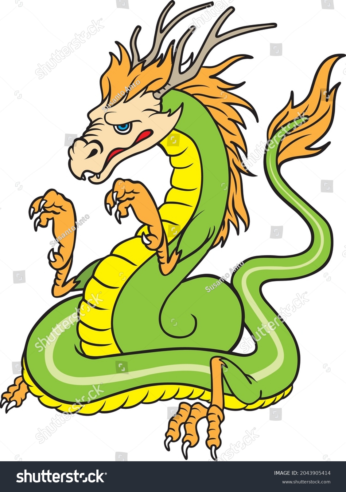 Green Dragon Vector Illustration Isolated On Stock Vector (royalty Free 