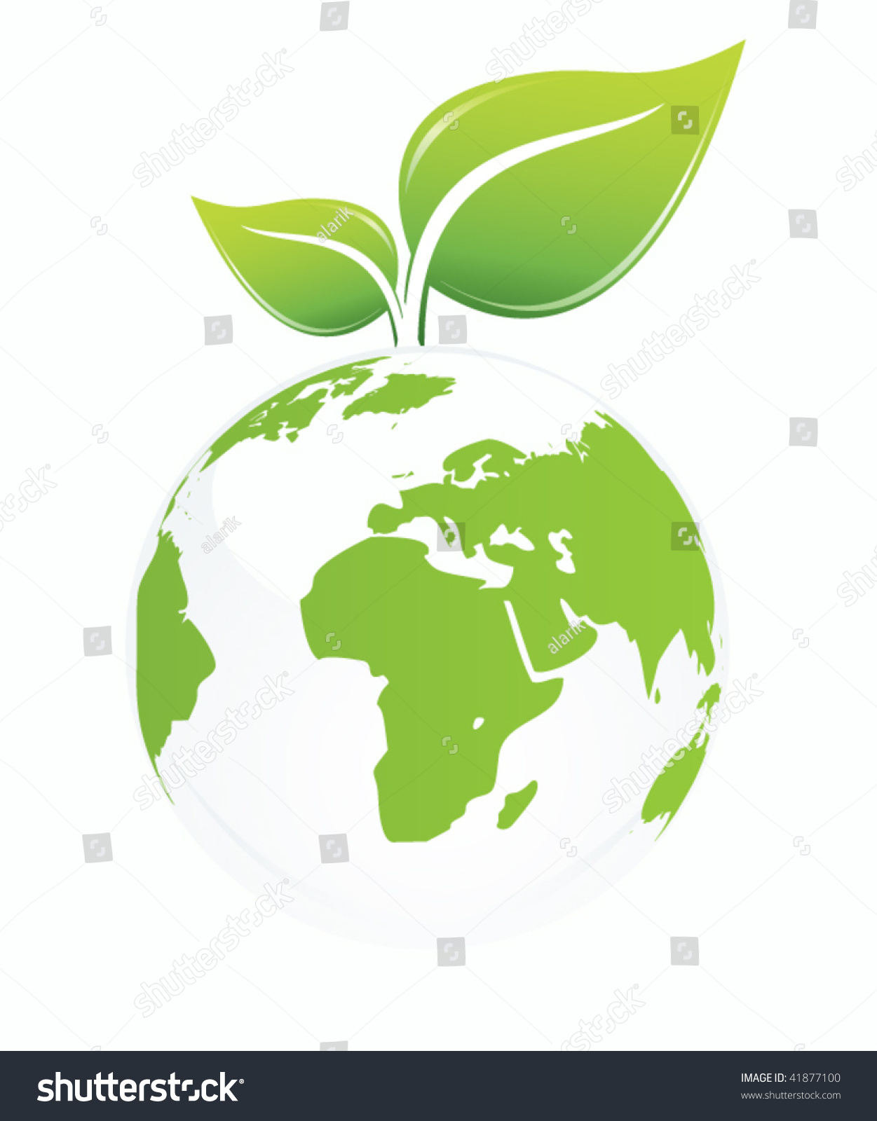 Green Earth Globe With Leaves Stock Vector Illustration 41877100 ...