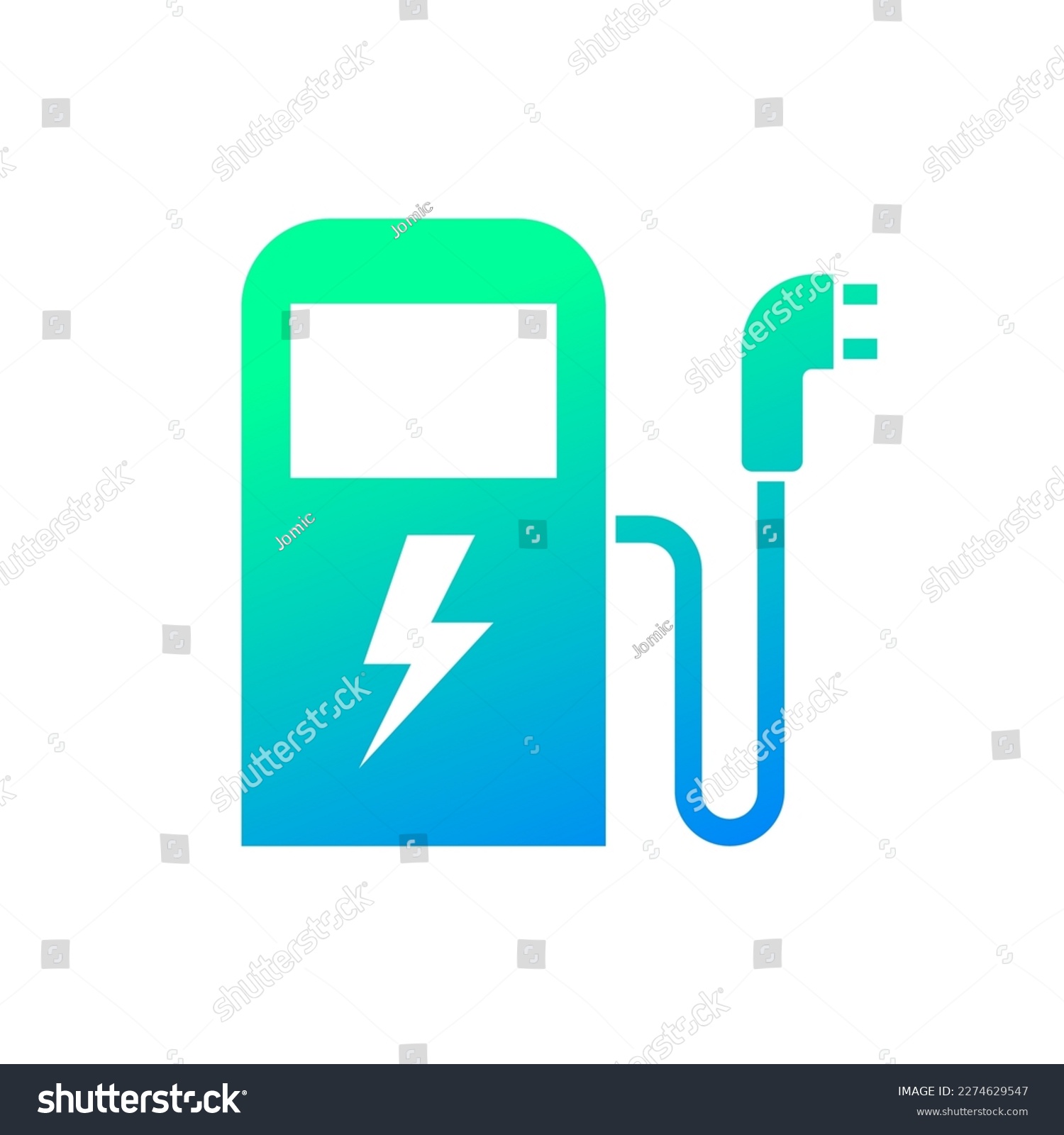 SVG of Green eco electric fuel pump icon, Charging point station for hybrid, Linear design, Isolated on white background, Vector illustration svg