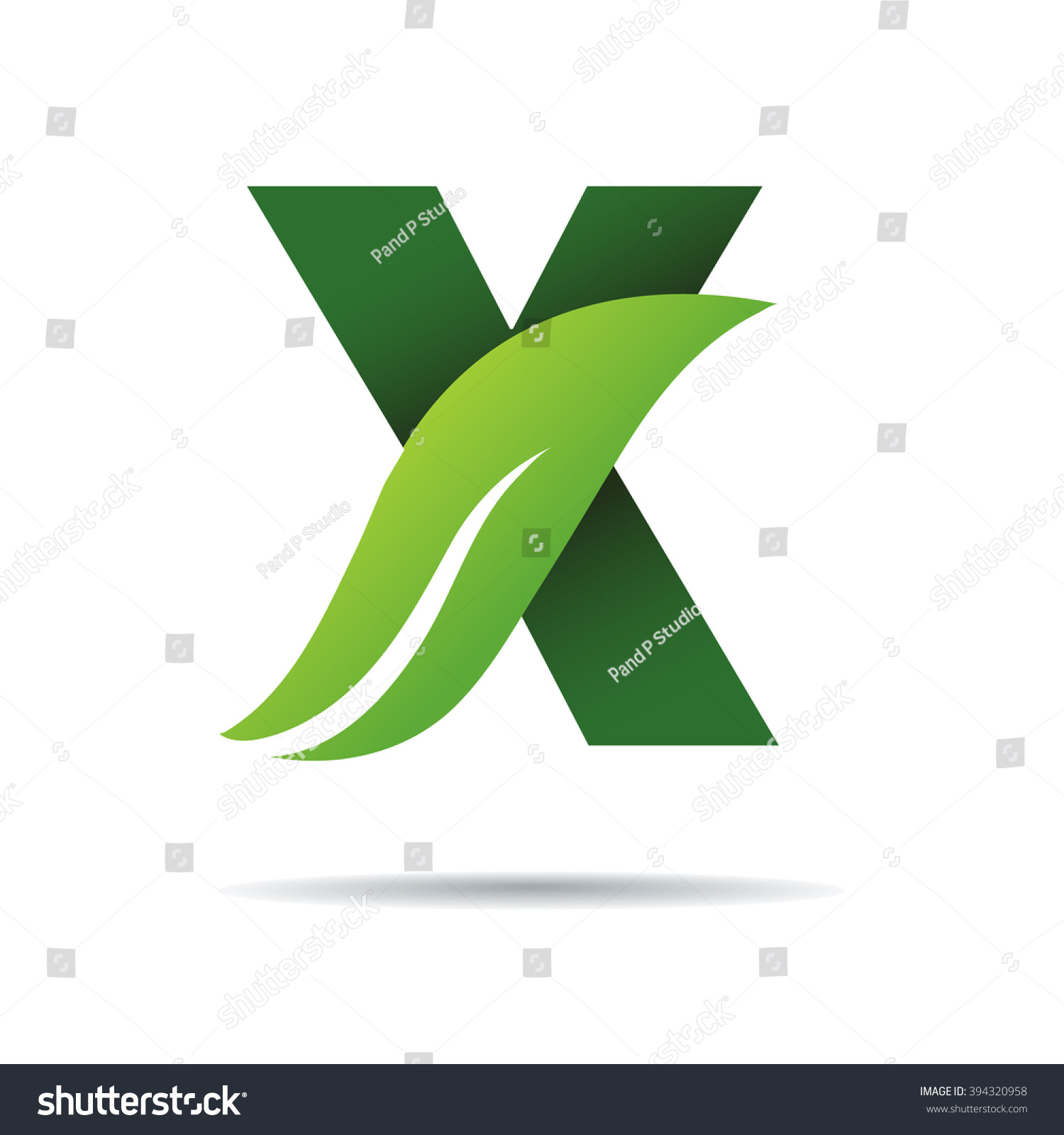 Green Eco Letters X Logo Leaves Stock Vector (Royalty Free) 394320958 ...