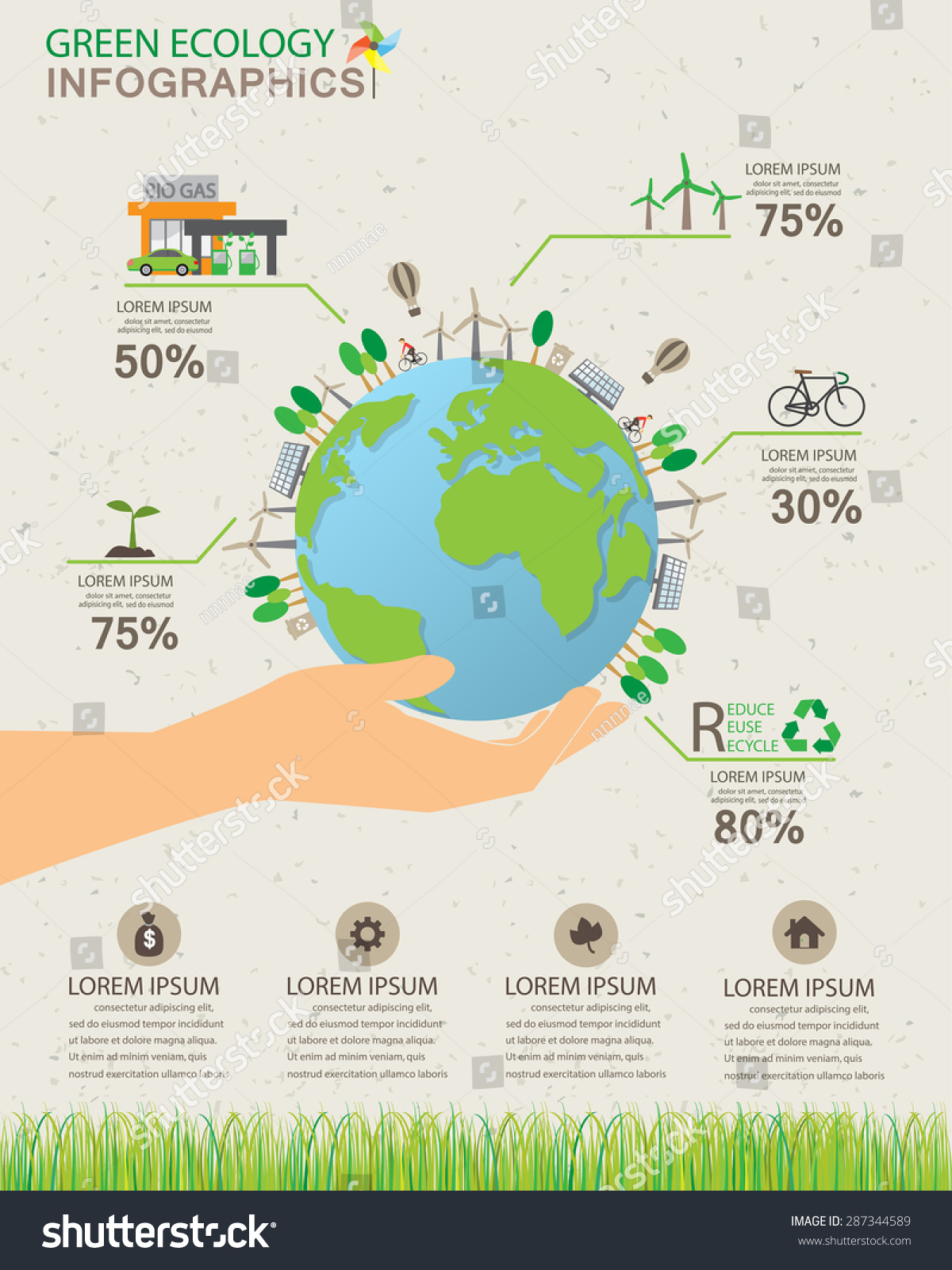 Green Ecology Infographics Elements Background Environment Stock Vector ...