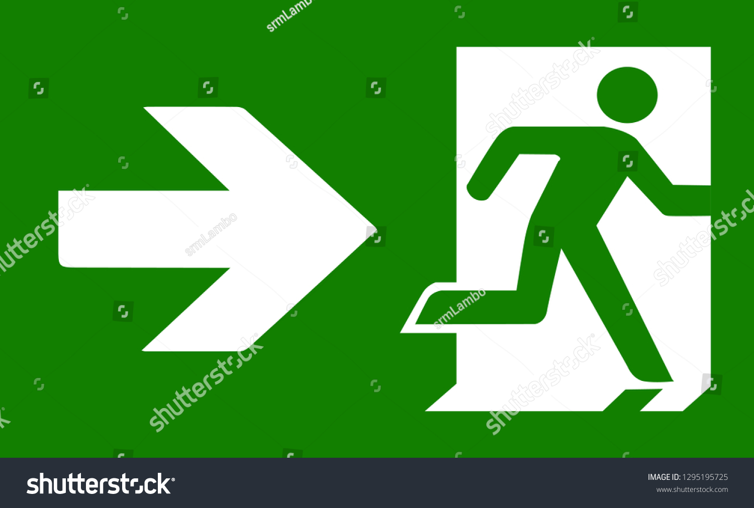 Green Emergency Exit Sign Stock Vector (Royalty Free) 1295195725 ...