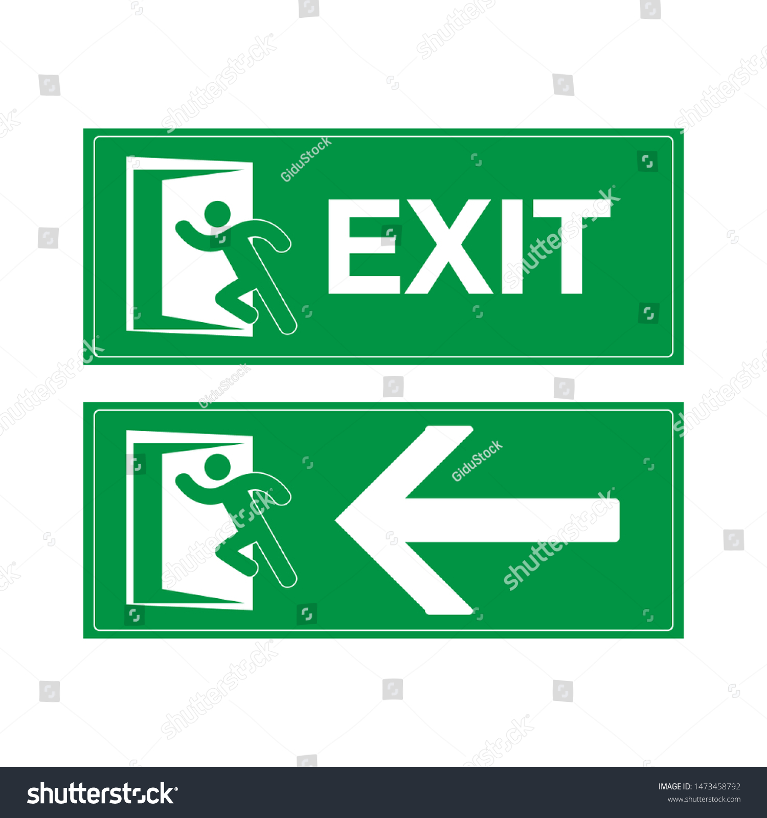 Green Emergency Exit Signs Eps10 Vector Stock Vector Royalty Free 1473458792 3656