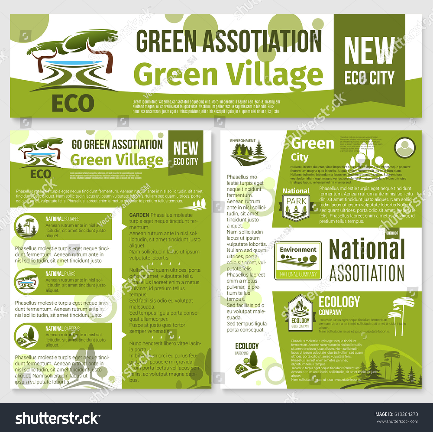 green environment association templates posters landing stock vector go green flyer templates