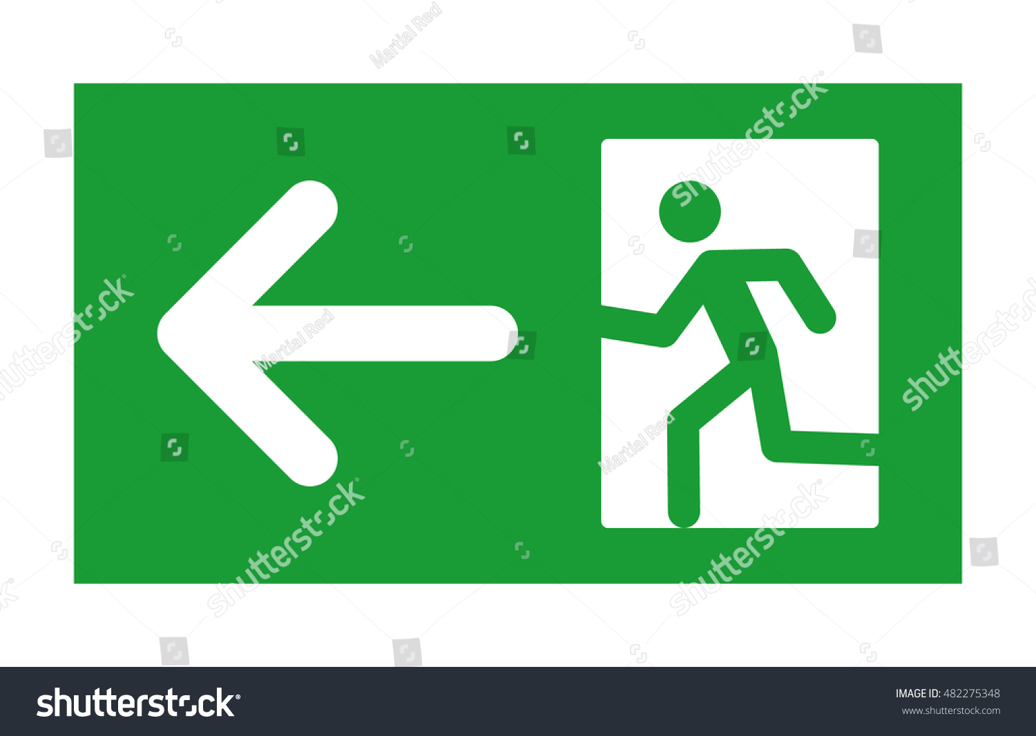 Green Exit Sign Running Man Left Stock Vector 482275348 - Shutterstock
