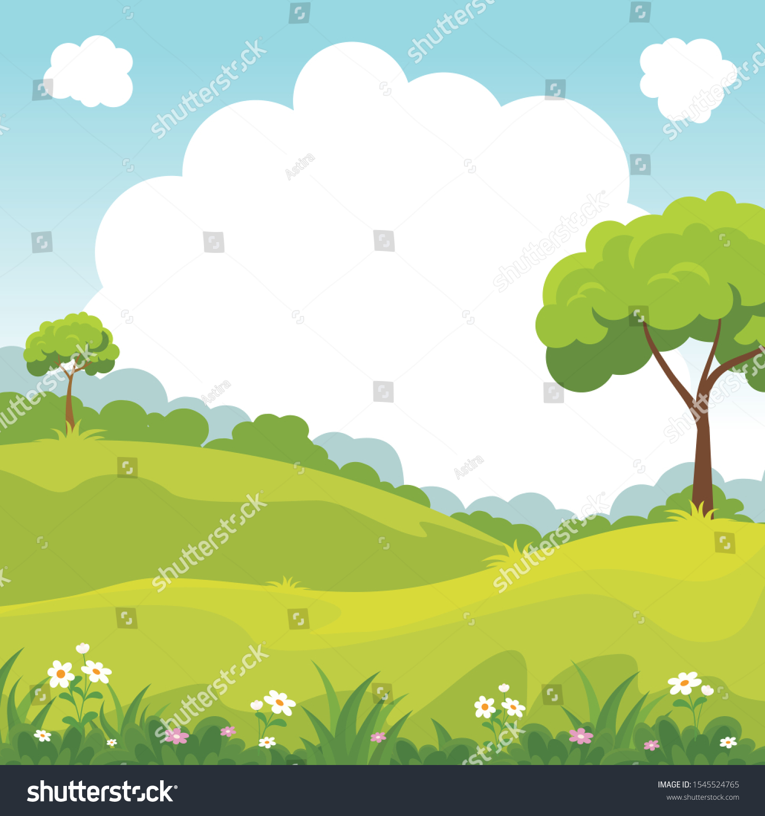 Green Field Park Beautiful Scenery Landscape Stock Vector (Royalty Free ...