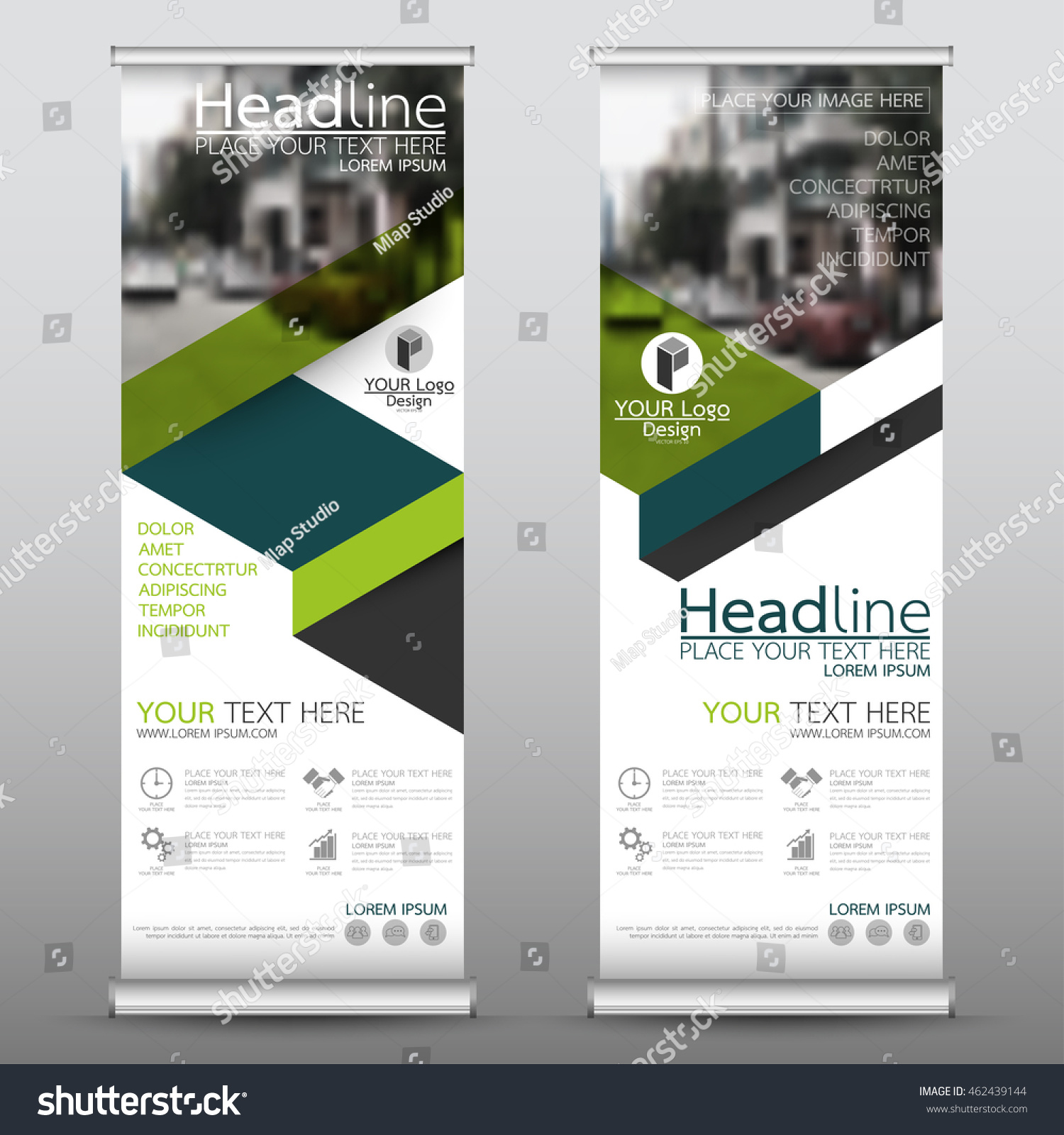 Green Fold Roll Business Banner Design Stock Vector 462439144 ...