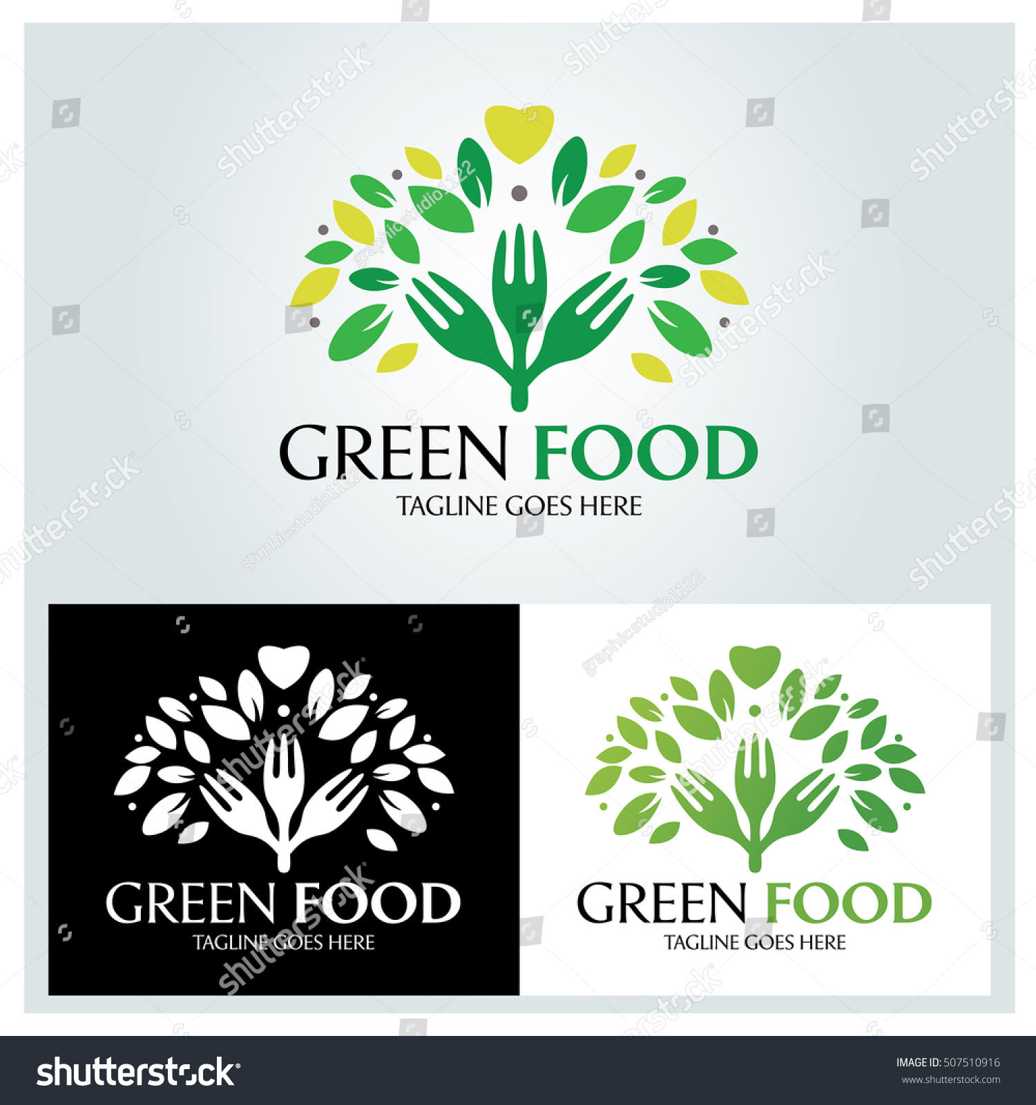 Green Food Logo Design Template, Vector Illustration - 507510916 ...