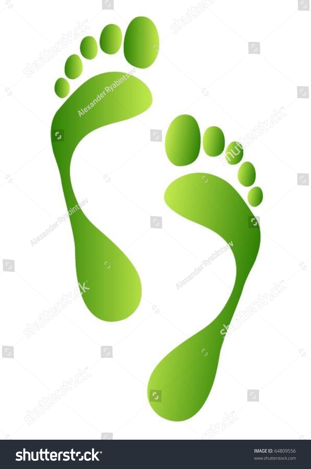 Green Footprints Stock Vector (Royalty Free) 64809556