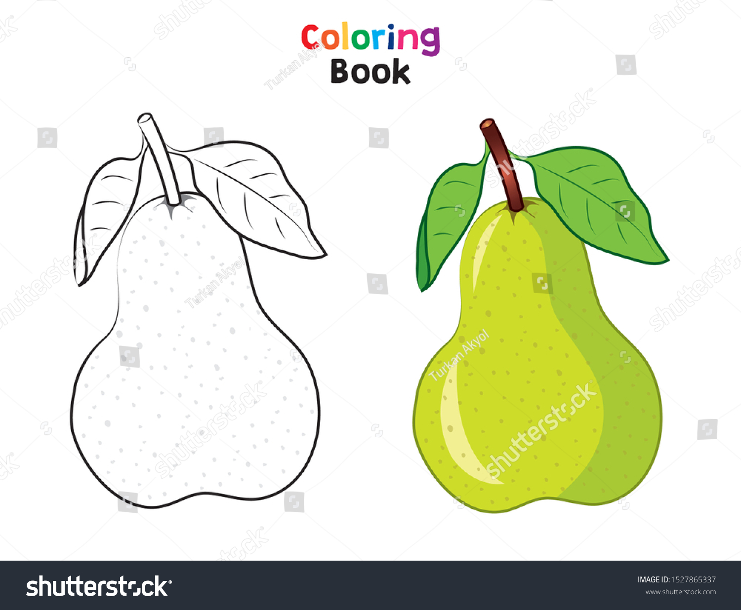 Green Fresh Pear Coloring Page Childrens Stock Vector Royalty Free 1527865337