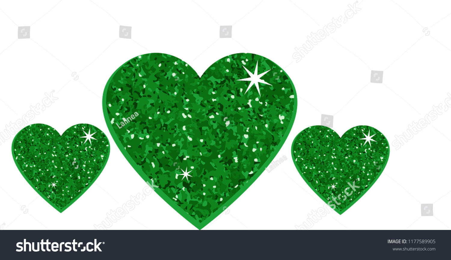 Green Glitter Hearts Stars Shinny Stock Vector Royalty Free