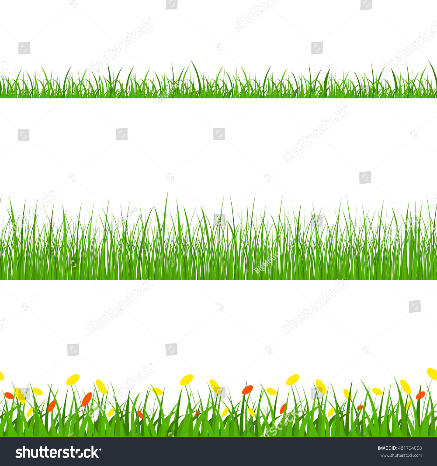 Green Grass Nature Horizontal Borders Set Stock Vector Royalty Free 481764058