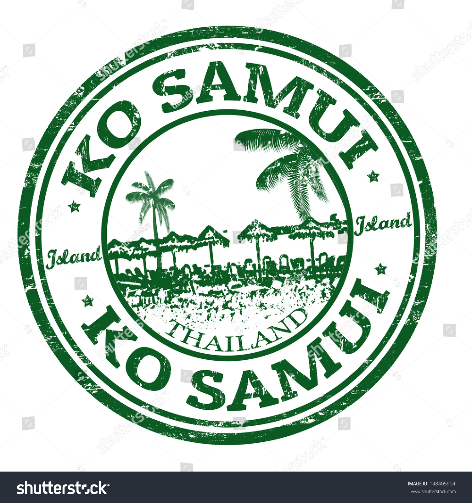 Green Grunge Rubber Stamp With The Name Of Ko Samui Island From ...