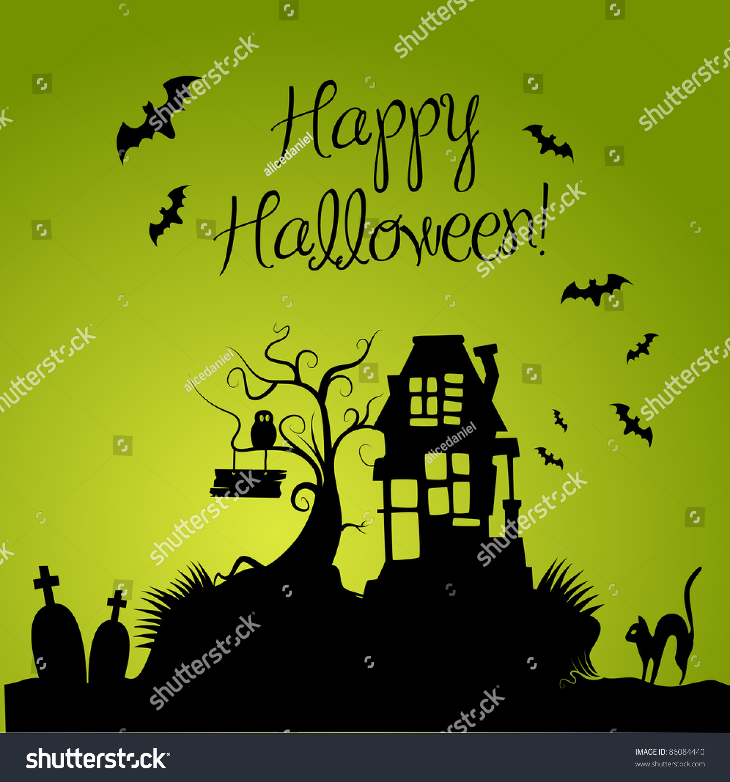 Green Halloween Background Stock Vector (Royalty Free) 86084440 ...