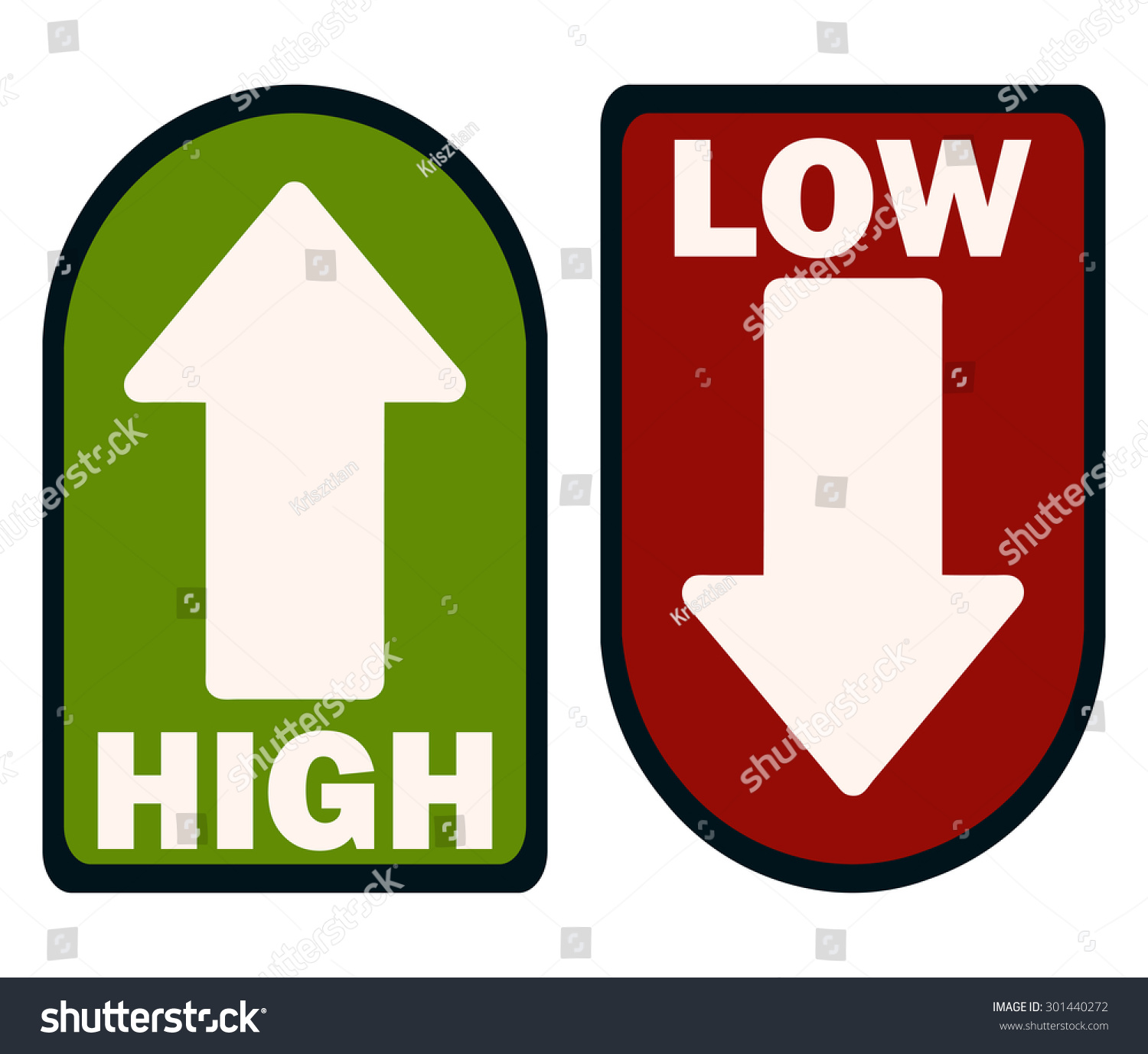 Green High Red Low Arrow Signs Stock Vector (Royalty Free) 301440272 |  Shutterstock