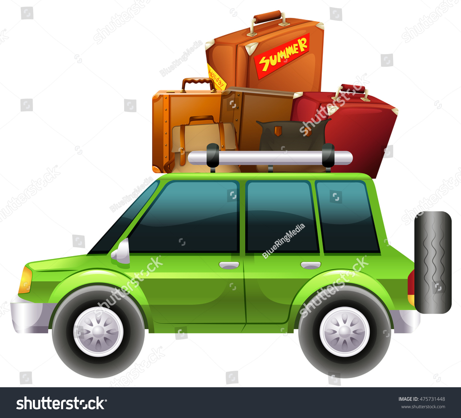 Green Jeep Loaded Luggages Illustration Stock Vector (Royalty Free ...