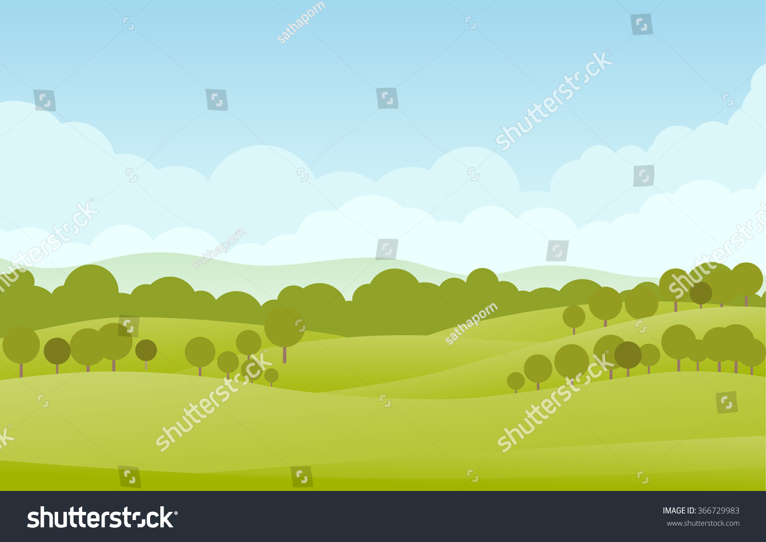 Green Landscape Vector Stock Vector (Royalty Free) 366729983 | Shutterstock