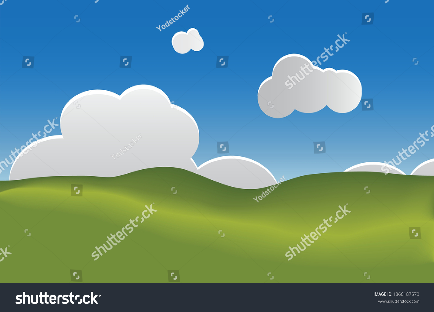 Green Landscape Blue Sky Cloud Background Stock Vector (Royalty Free ...