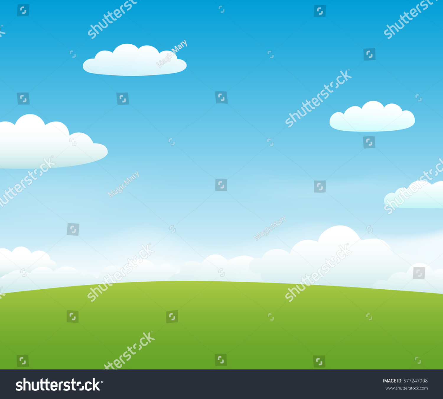 Green Landscape Sky Clouds Vector Illustration Stock Vector (Royalty ...