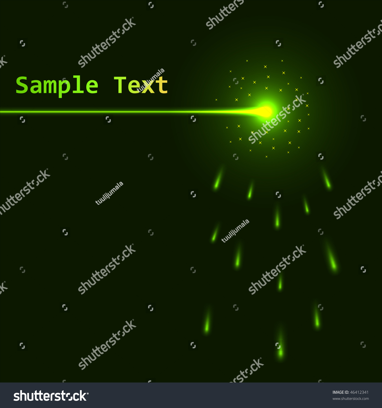 Green Laser Beam Background With Copy Space. Stock Vector Illustration