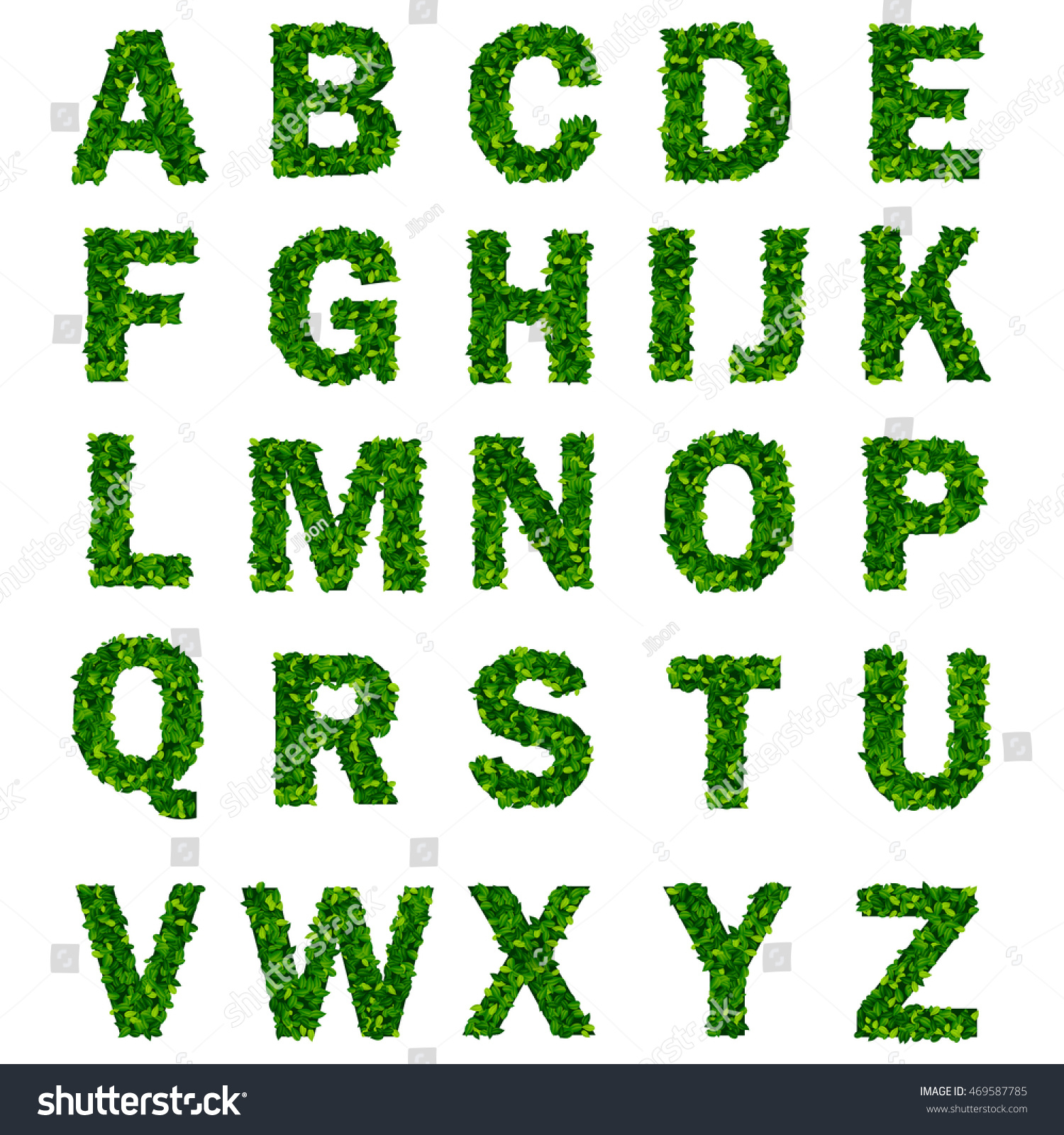 Green Leaf Alphabet Letters Stock Vector (Royalty Free) 469587785 ...