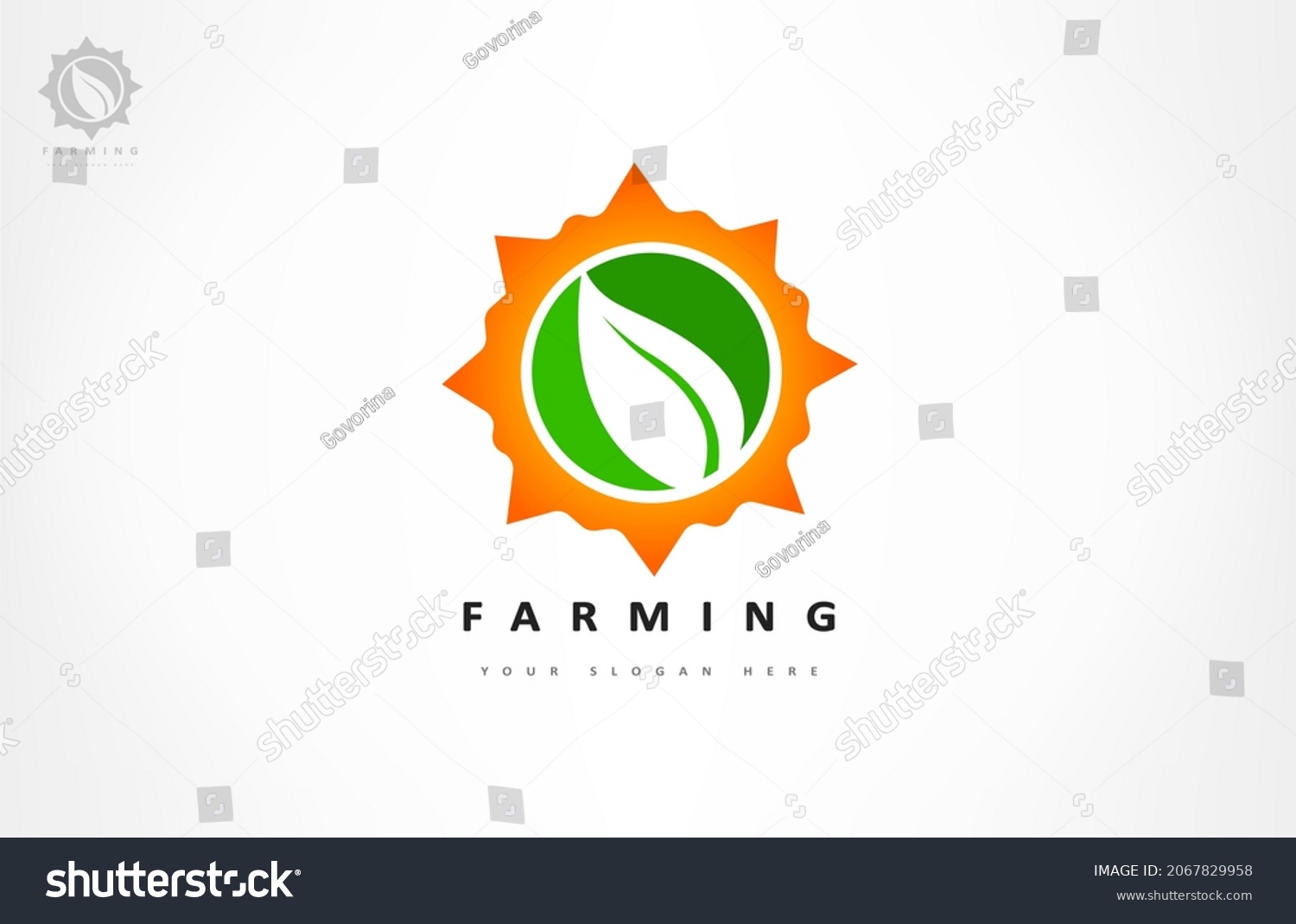 Green Leaf Sun Logo Vector Agriculture Stock Vector (Royalty Free ...