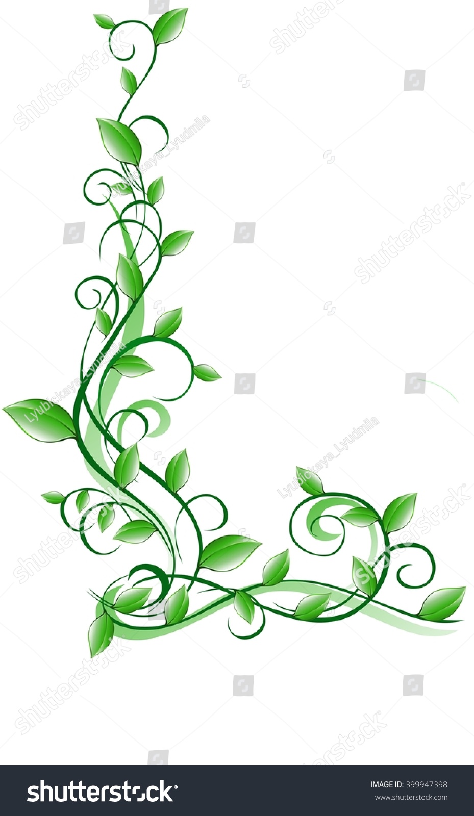 Download Green Leaf Corner Border Stock Vector 399947398 - Shutterstock