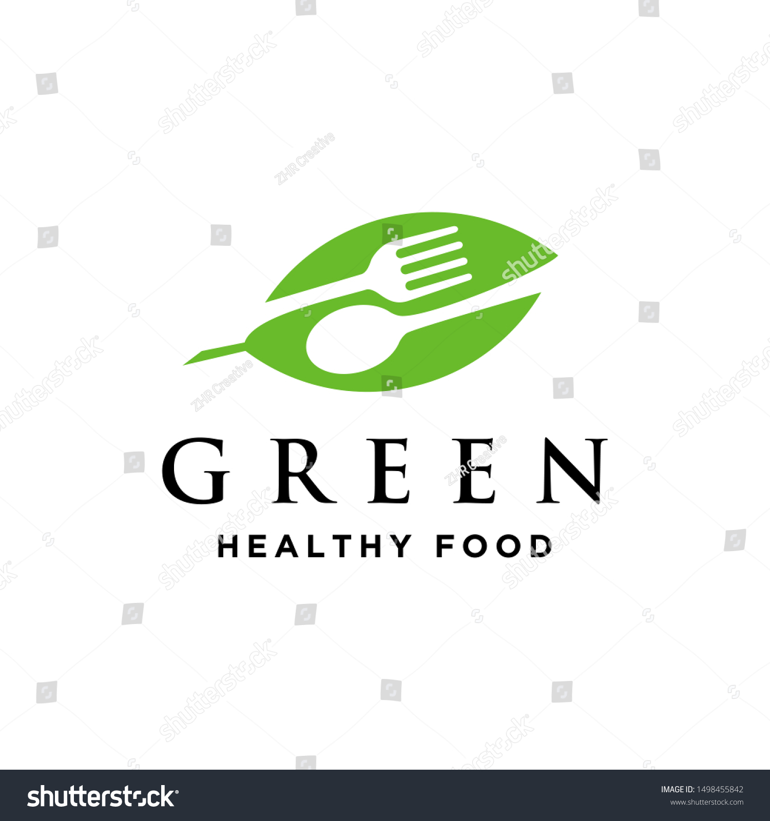 Green Leaf Natural Healthy Food Fork Stock Vector (Royalty Free ...