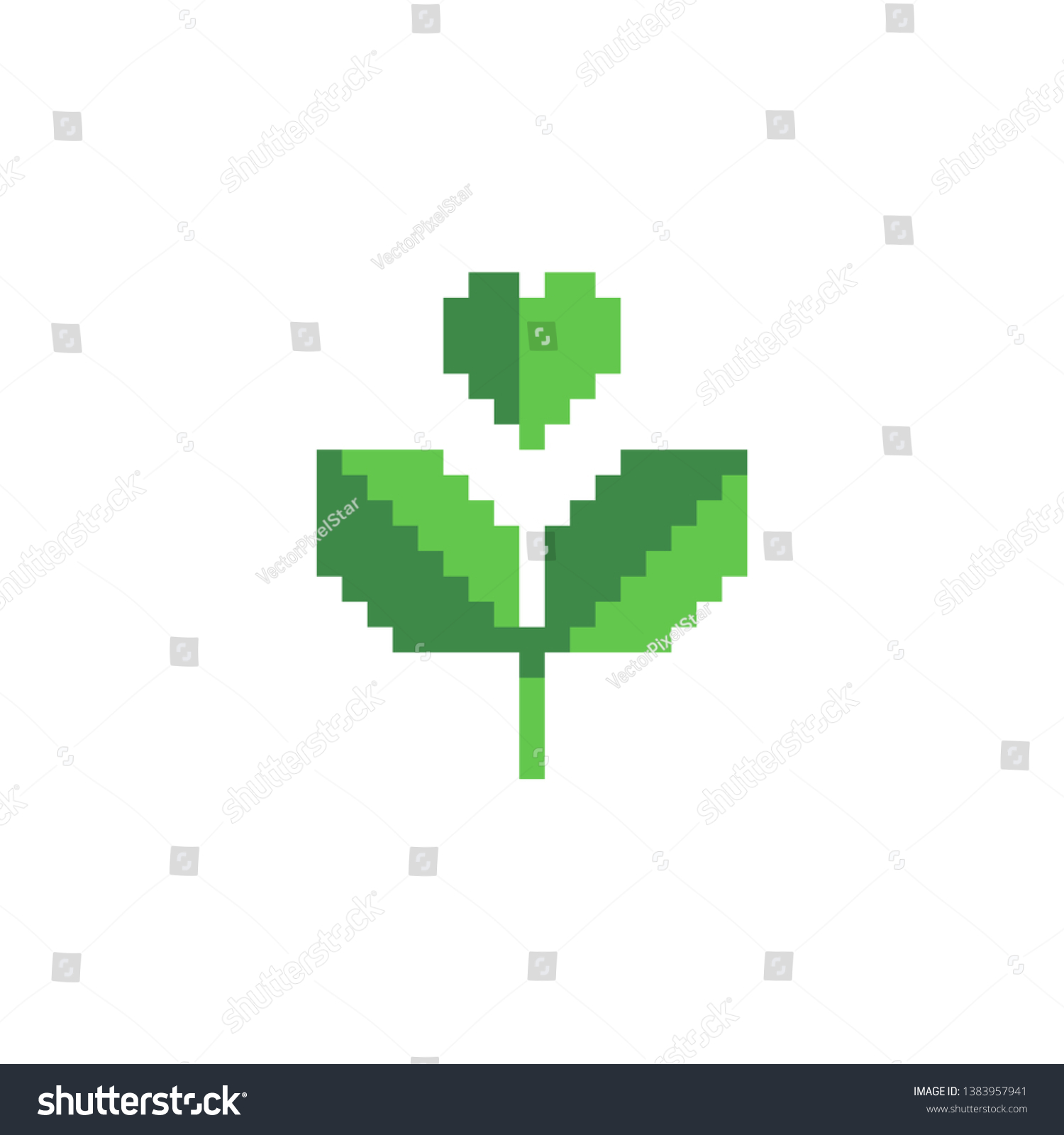 Green Leaf Pixel Art Icon Eco Stock Vector (Royalty Free) 1383957941