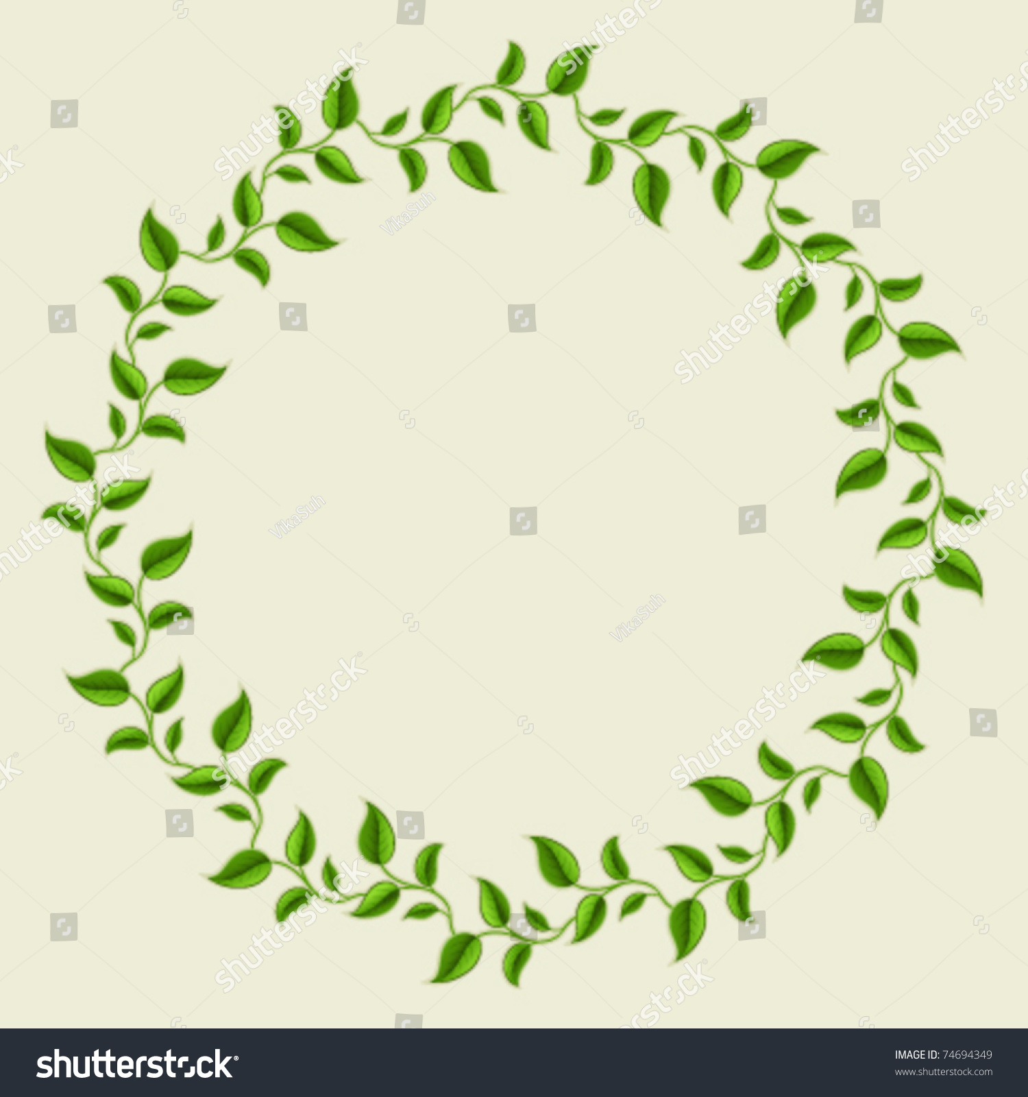 Download Green Leaves Round Frame Vector Background Stock Vector ...