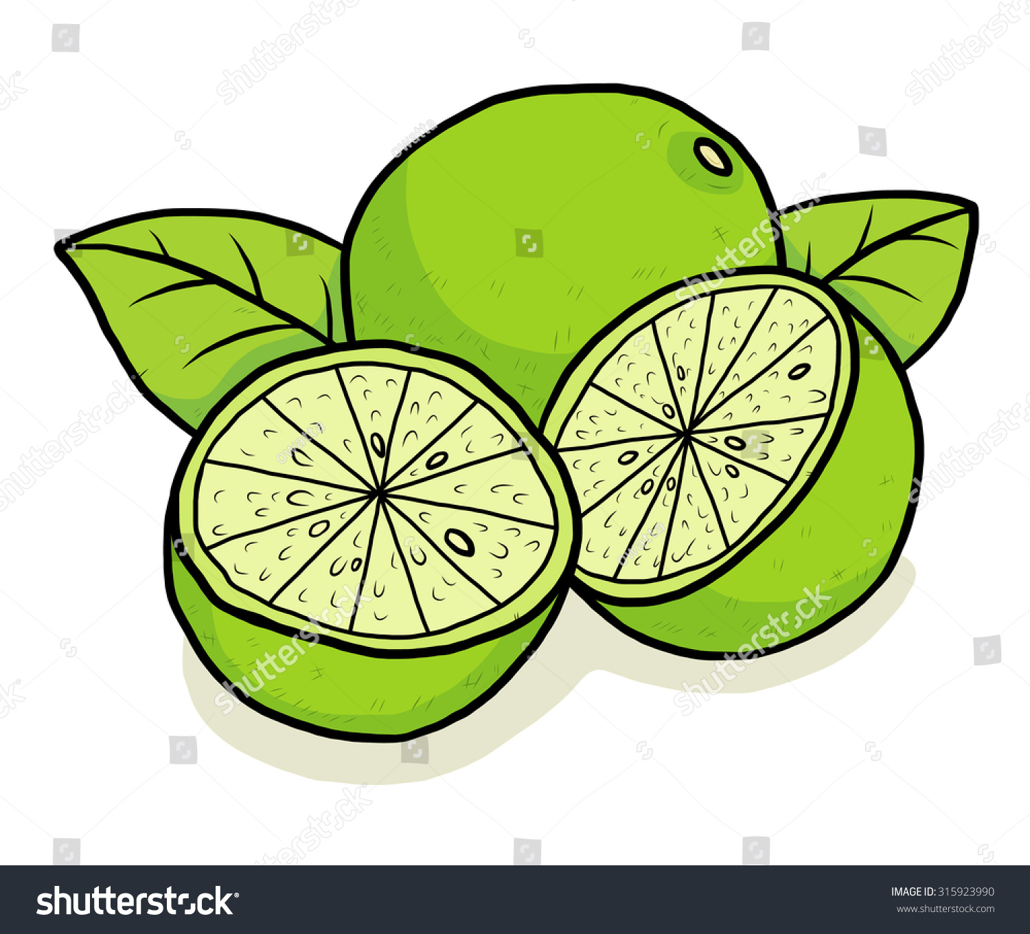 Green Lime Cartoon Vector Illustration Hand Stock Vector (Royalty Free