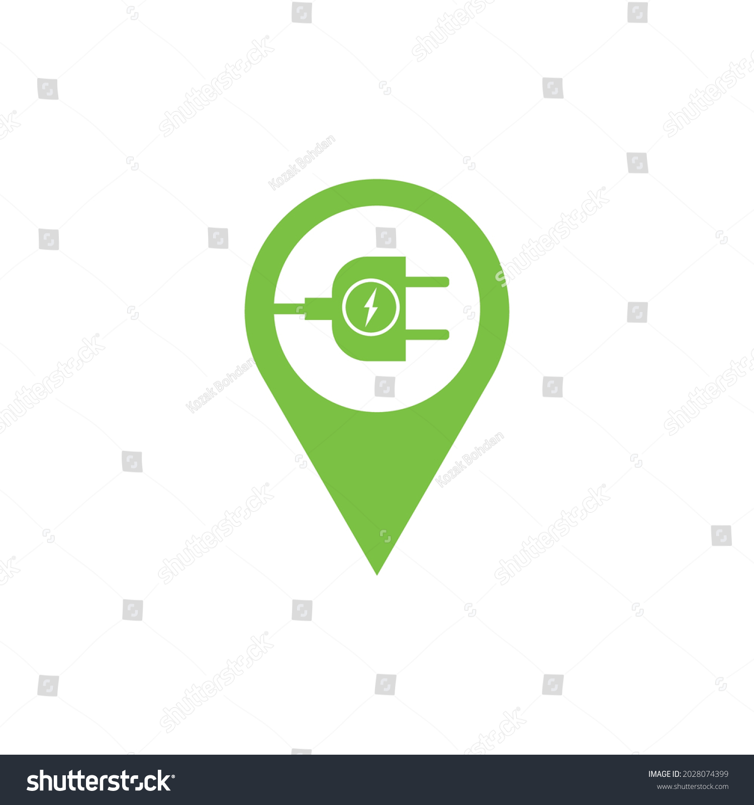 SVG of Green location and electric charging icon. Concept of electric car charging stations. Can be used as an emblem. Nature conservation. Rational use of resources. Vector image. svg