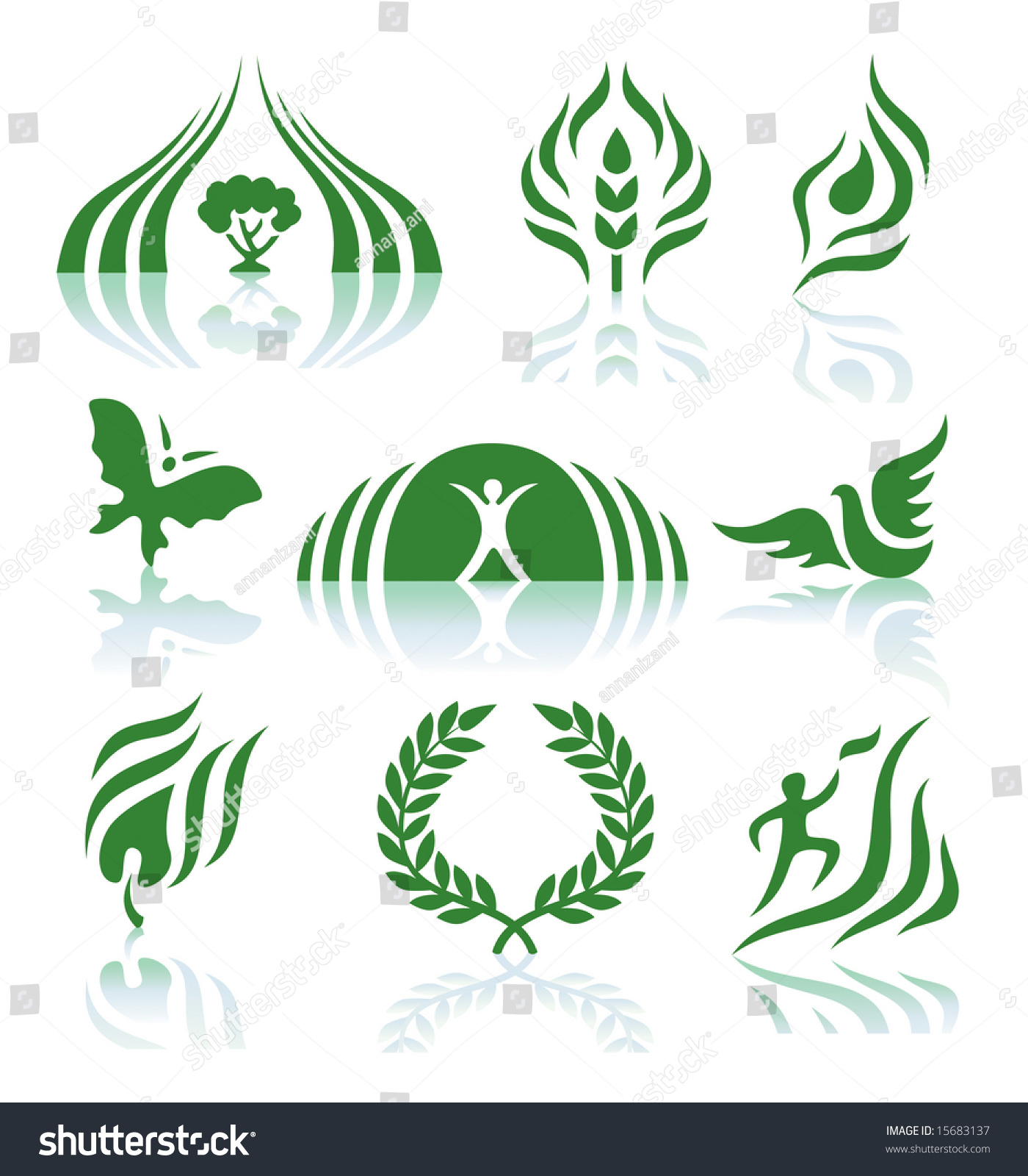 Green Logos Set Stock Vector 15683137 - Shutterstock