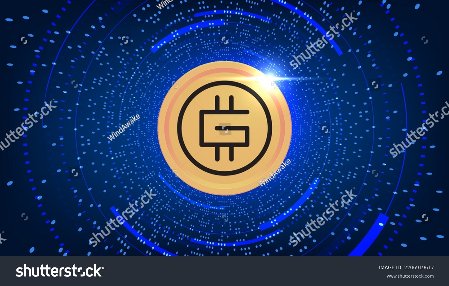 SVG of Green metaverse token (GMT) coin banner. GMT coin cryptocurrency concept banner background. svg