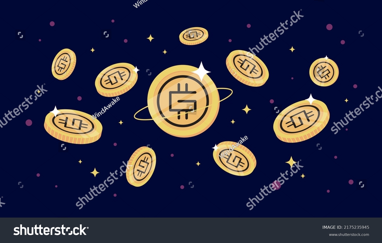 SVG of Green metaverse token (GMT) coins falling from the sky. GMT cryptocurrency concept banner background. svg