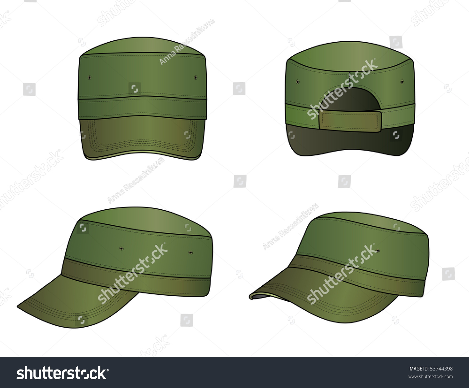 Green Military Cap Vector Illustration Isolated On White - 53744398 ...